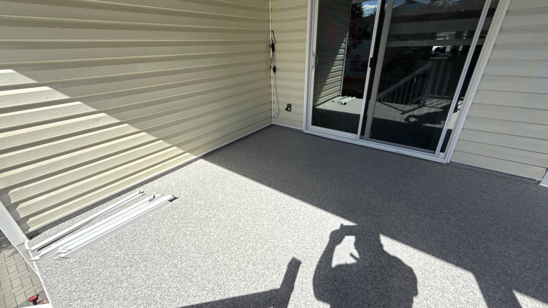 Valordek Flint Taupe vinyl decking Valordek Flint Taupe vinyl decking membrane on a residential deck