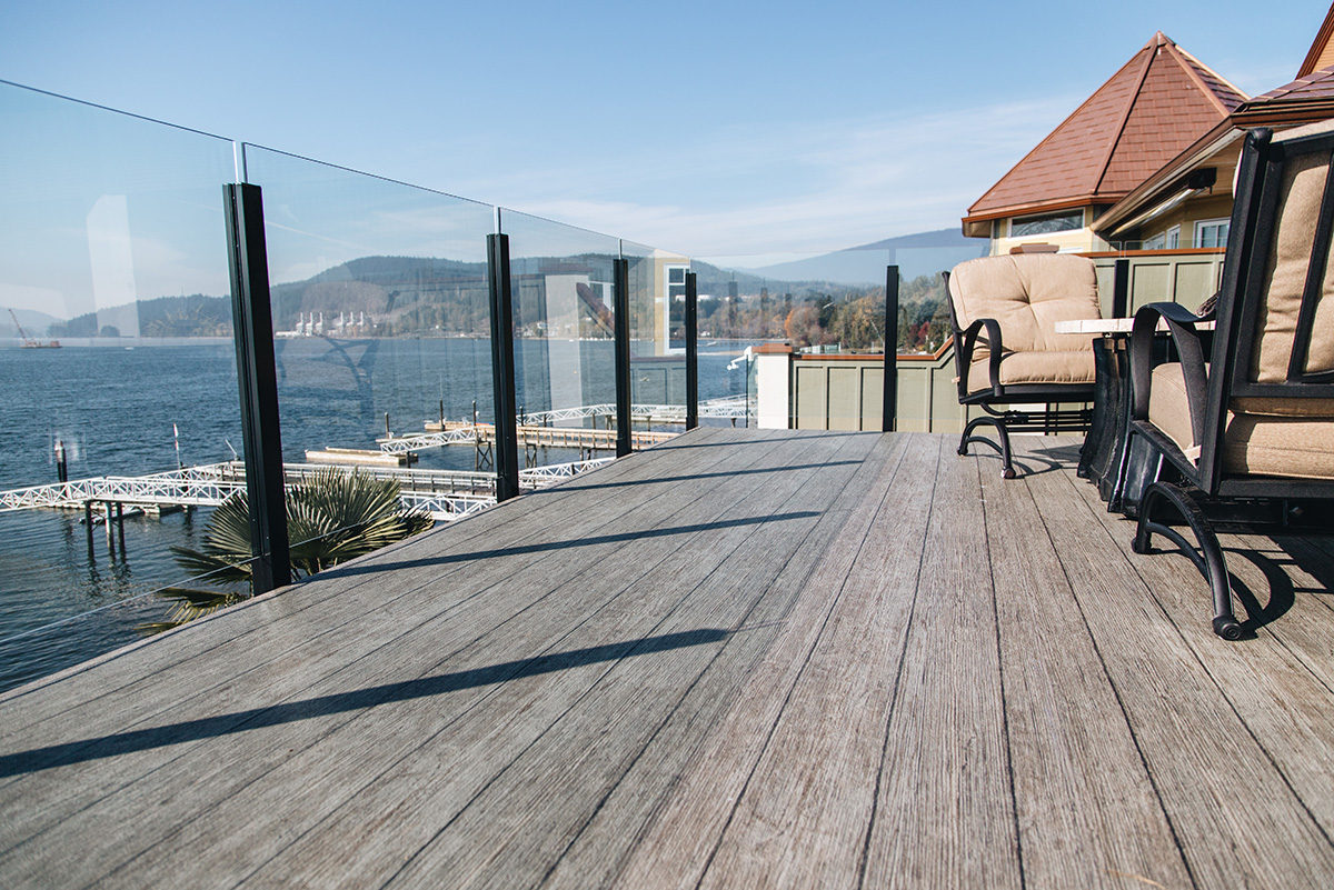 Walnut Plank deck by the waterfront